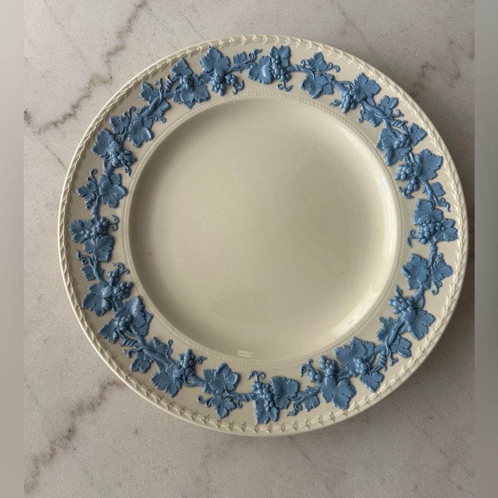 Wedgwood Cream Plate with Blue Floral Border